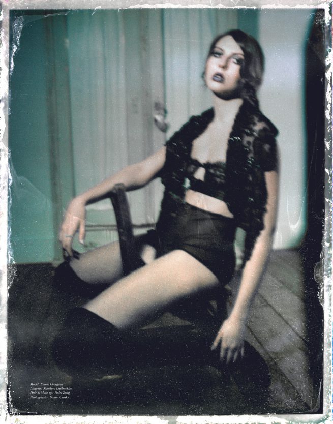 Polaroid image by Simon Crinks featuring lingerie by Karolina Laskowska